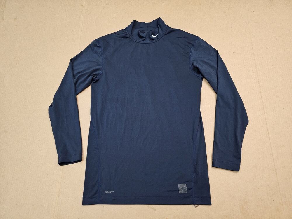 Nike Pro Combat Mens Size 2XL Blue Compression Top Mock Neck Long Sleeve